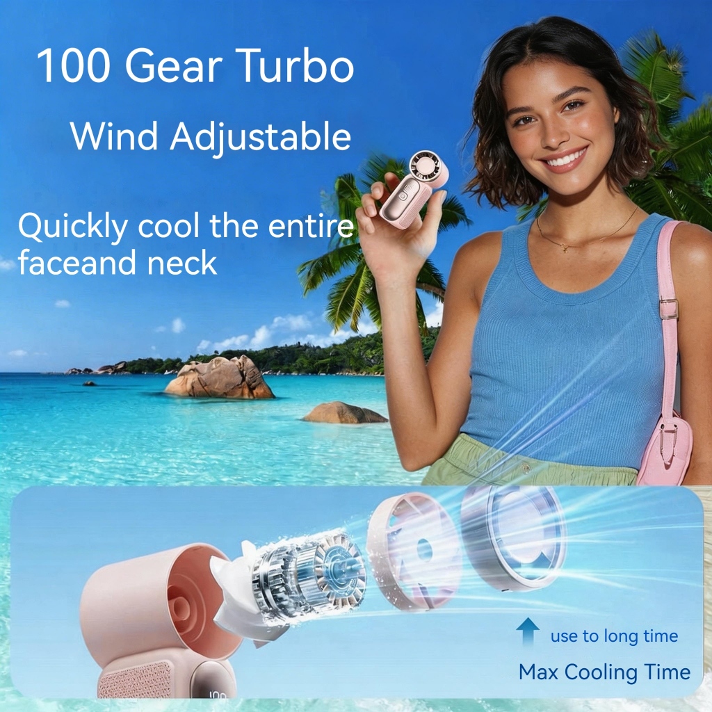X688 NEW mini fan 6000mAh Portable Mini Handheld Fan 3.5 Inch High 1-100 Speed Personal Turbo Strong Wind Outdoor Travel Fan — view 4