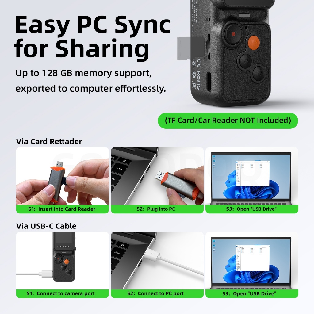 GOOJODOQ Camera fan Mini Rechargeable Handheld Portable Taking Photo Video Outdoor Turbo Jet GFS025 - Image 7