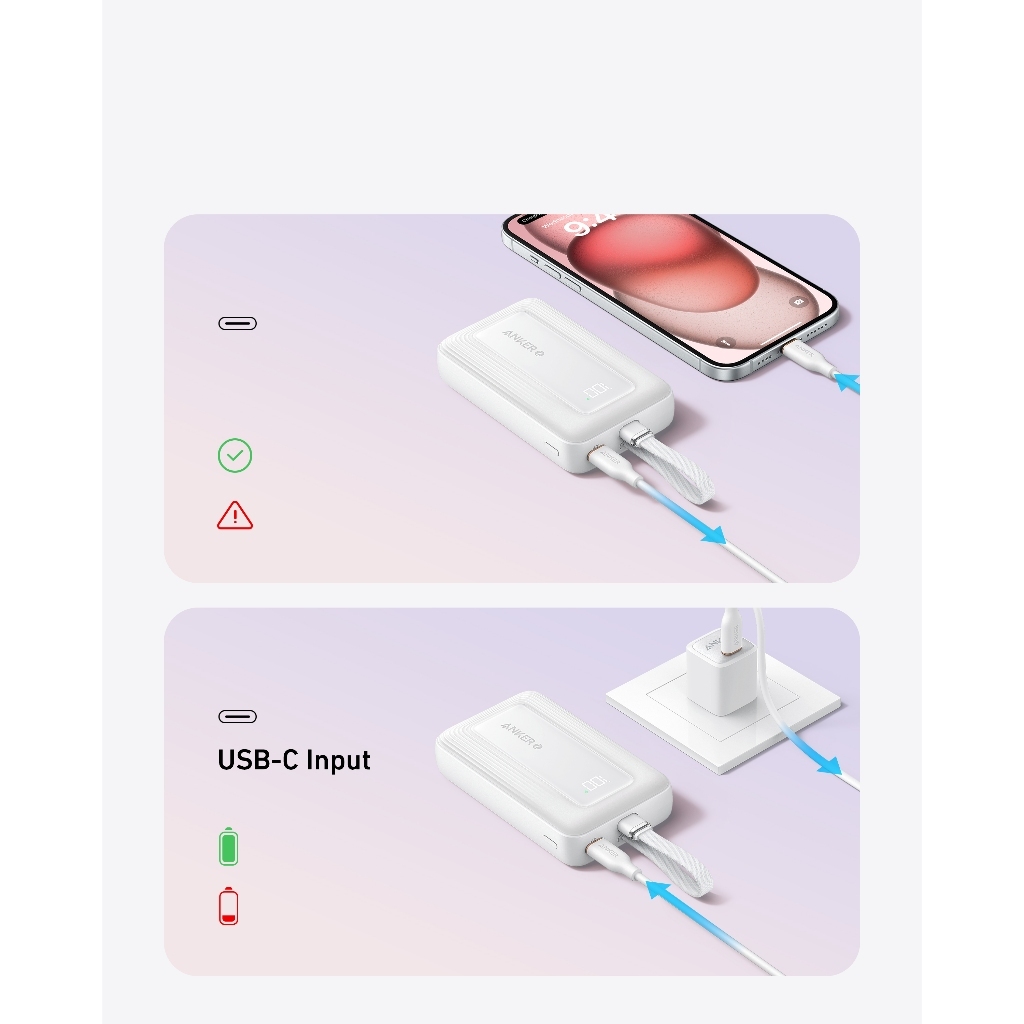 ANKER Zolo Power Bank 10,000mAh/20,000mAh 30W Portable Charger with Built-in USB-C Cable for Travel A1688/A1689 — view 5