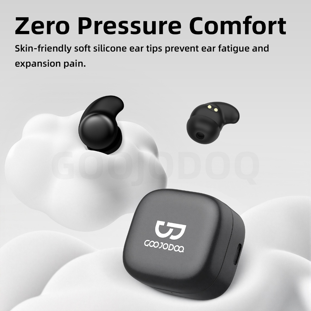 GOOJODOQ Wireless Earphones for Sleep Bluetooth Earbuds Headset Noise Cancellation Soft Silicone — view 3