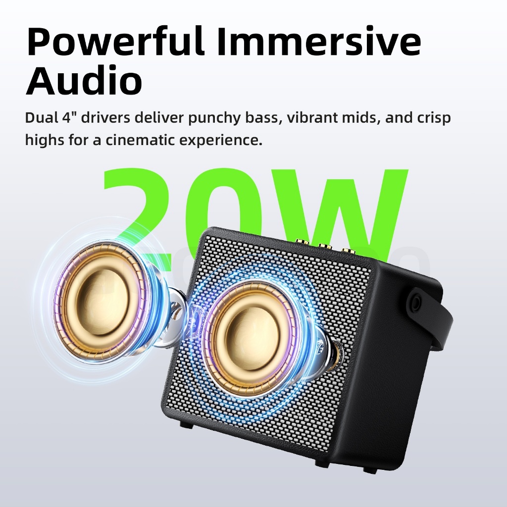 GOOJODOQ 3600mAh Bluetooth Speaker Wireless with Microphone Mini Karaoke 3D Stereo TF Card Big Size — view 2