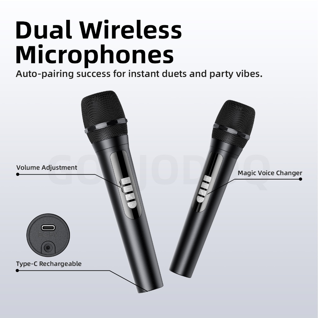 GOOJODOQ 3600mAh Bluetooth Speaker Wireless with Microphone Mini Karaoke 3D Stereo TF Card Big Size — view 3