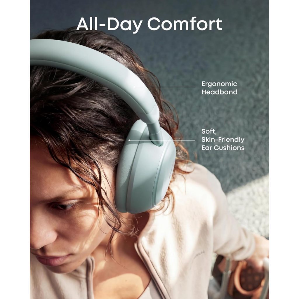 【New, WITH GIFT】ANKER Soundcore Space 2 Active Noise Cancelling Headphones, Comfortable Fit, 50H Playtime, LDAC Hi-Res Wireless Audio, Dual Connection, Clear Calls, Bluetooth 6.1, Nap Mode, W — view 3