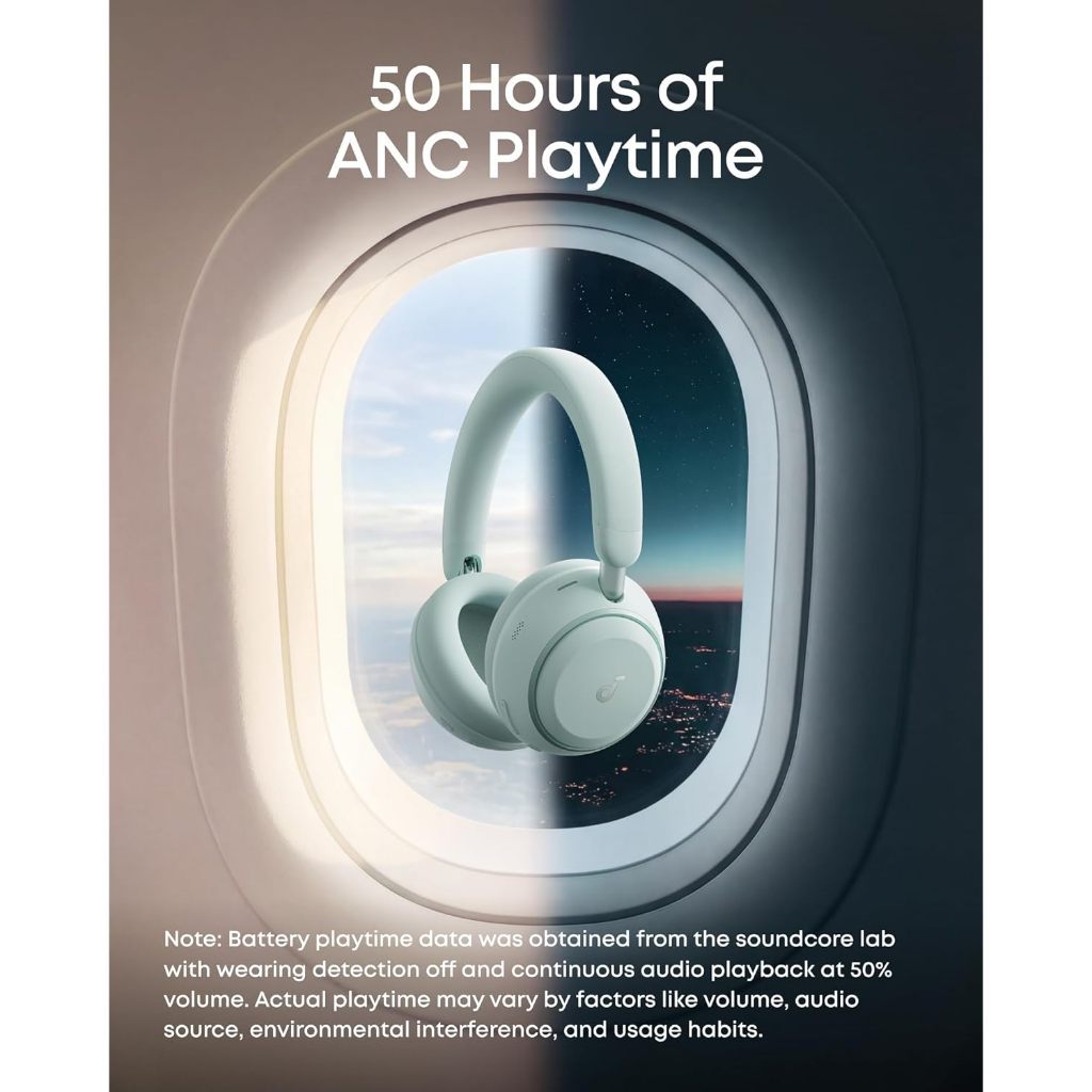 【New, WITH GIFT】ANKER Soundcore Space 2 Active Noise Cancelling Headphones, Comfortable Fit, 50H Playtime, LDAC Hi-Res Wireless Audio, Dual Connection, Clear Calls, Bluetooth 6.1, Nap Mode, W — view 4