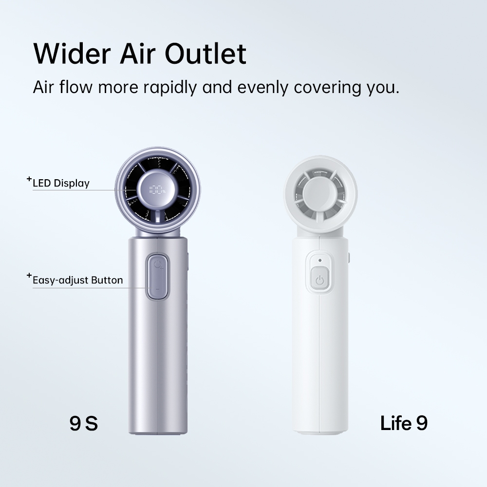 「5.15 NEW」JISULIFE Handheld Fan 9S  Rechargeable USB Fans Portable LED Display Fan With 5 Gears Strong Wind Electric Mini Fan Suitable for Outdoor and Office Life9 — view 3