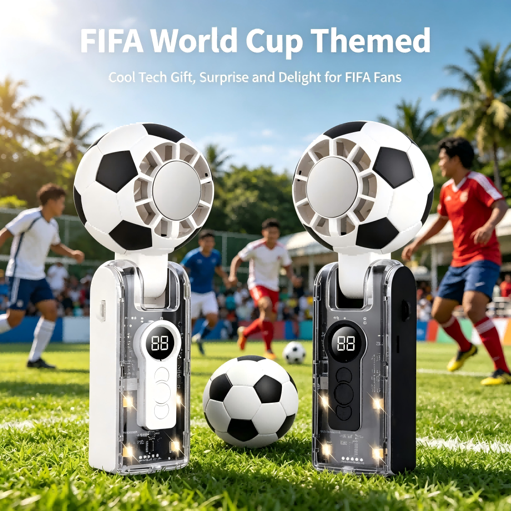 New football fan handheld display high-speed cooling ice compress fan portable foldable transparent mecha fan - Image 5