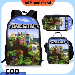 COD✨ 35Color Student Schoolbag, A variety of options Meal Bag, Pencil Case, Robles Printed Backpack Set Of Three school bag for kids boys