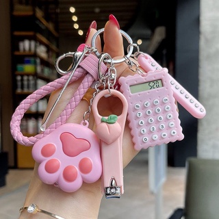 keychain key holder keyring bags/motor Pendant nail cuter calculator ear spoon flashlight