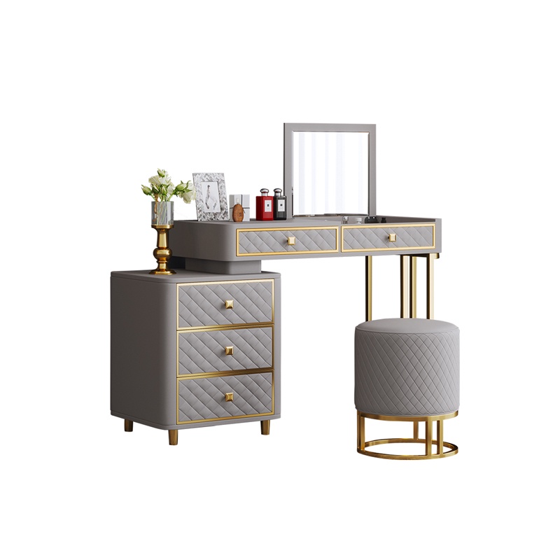 High class leather dressing table with mirror designs dresser luxury