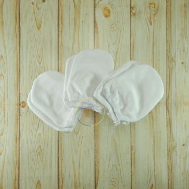 Newborn Baby White Mittens with Ties 