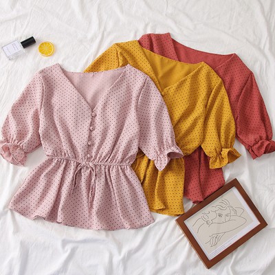 Pwae women ladies chiffon flower shirt blouse baju wanita Pwae women ladies chiffon flower shirt blouse baju wanita