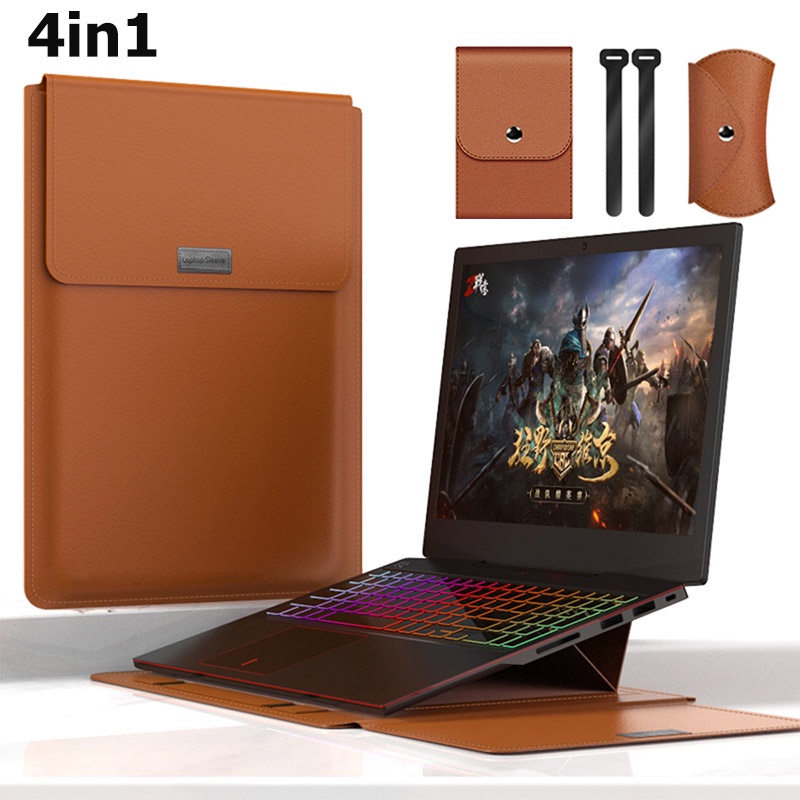 4 in 1 set Laptop stand bag/Pouch Leather Sleeve Waterproof