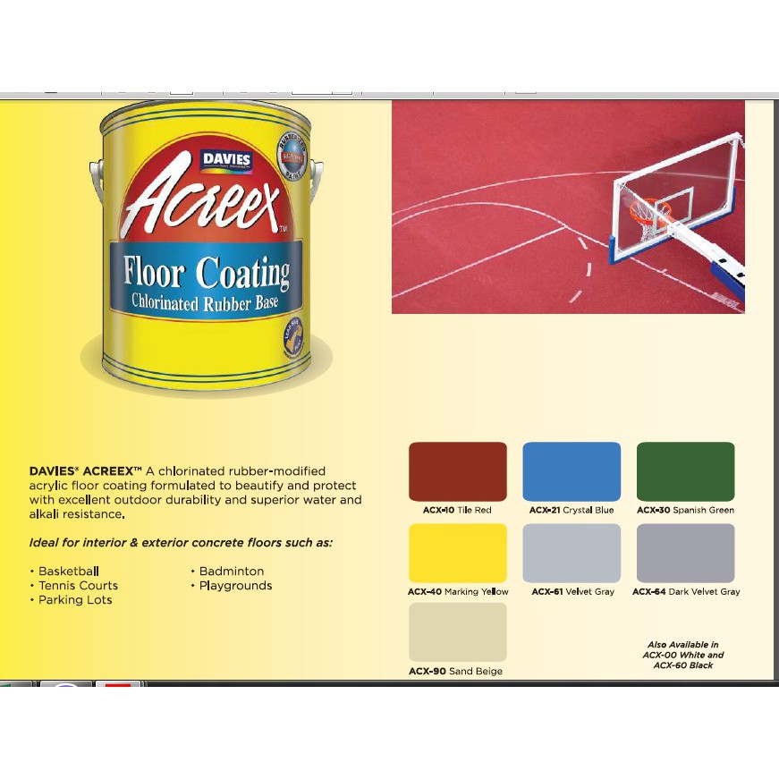 Davies Acreex Rubber Floor Coating 4Liters / Gallon Shopee Philippines