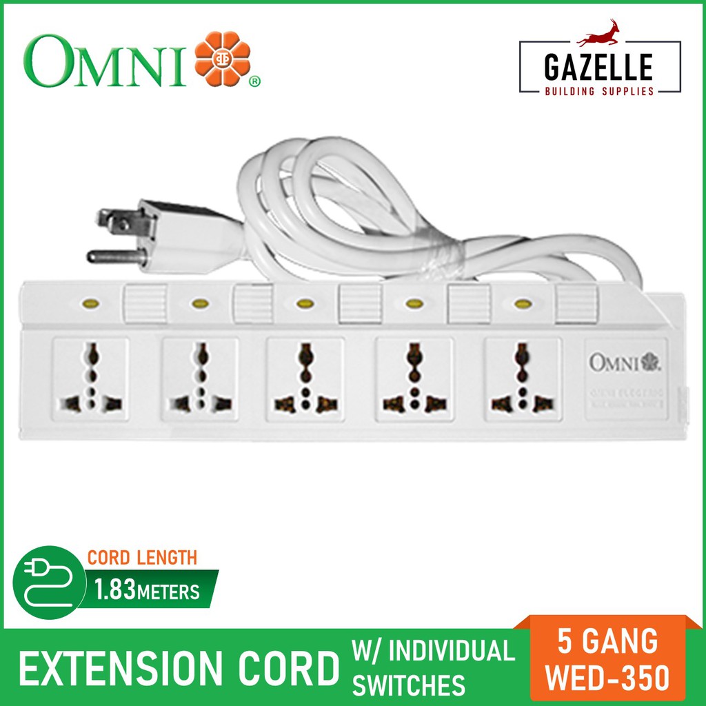 Omni Extension Cord Set With Individual Switch 5 Gang Wed 350 | Images ...
