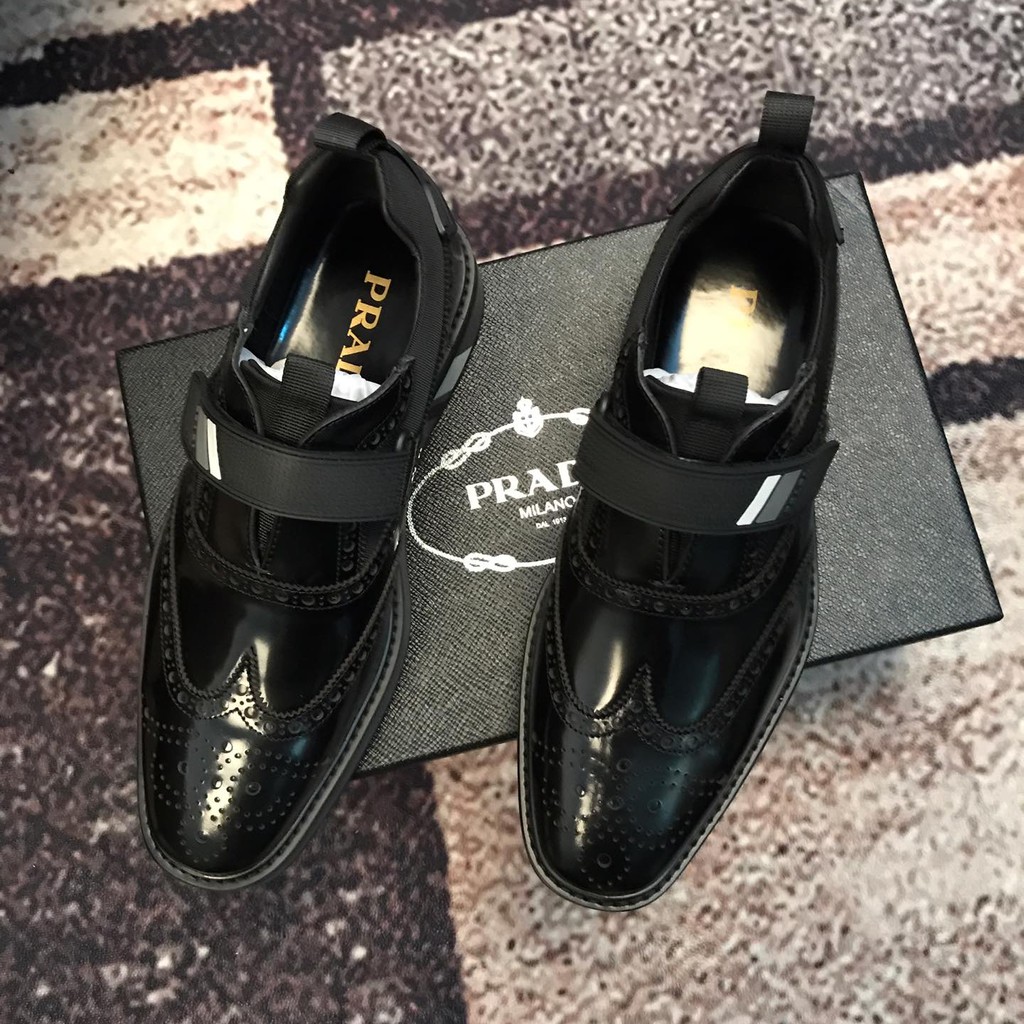 100% Original Prada Black Boat Shoes Men's Shoes | Shopee Philippines