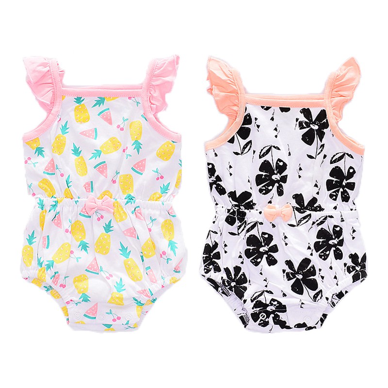 Floral Baby Girl Sleeveless Onesies Romper Jumpsuit Newborn Cotton