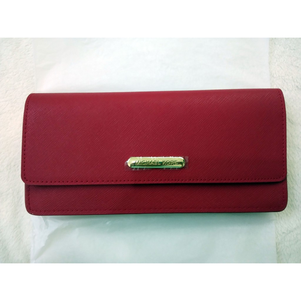 Michael Kors Continental Red Wallet Clutch Purse | Shopee