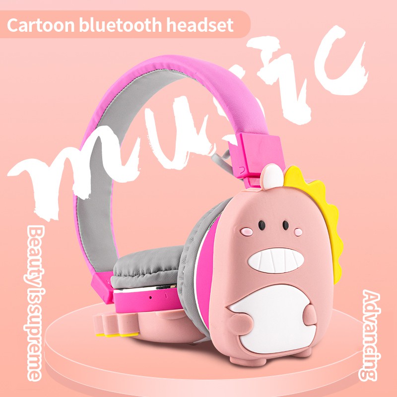 Cute Cartoon Dinosaur Bluetooth 5.0 Headset With Mic Wireless Music