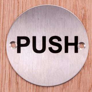 Stainless Round Plate PUSH and PULL Door Sign Push and Pull SET with Screws #2