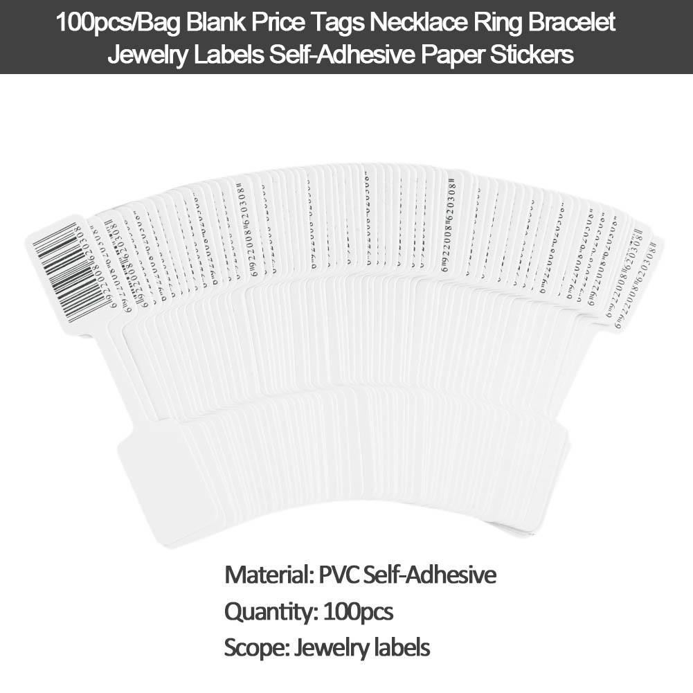 100pcs Bag White Blank Price Tags Necklace Ring Jewelry Labels Paper Stickers 