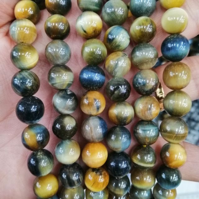 Natural 20mm African Tiger's Eye Round Bead Bracelet – 7.5", AAA, Elastic Closure