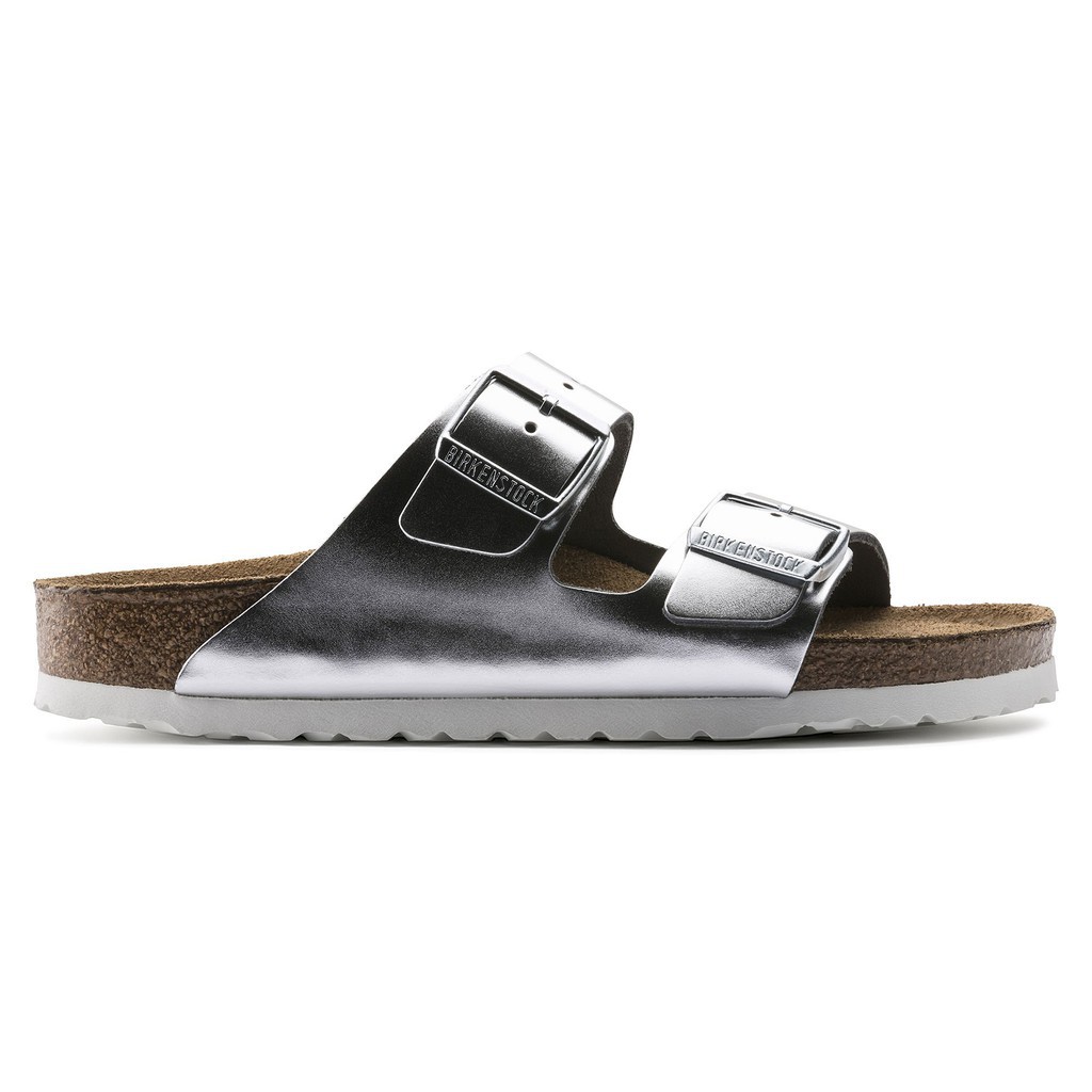 ladies silver birkenstocks