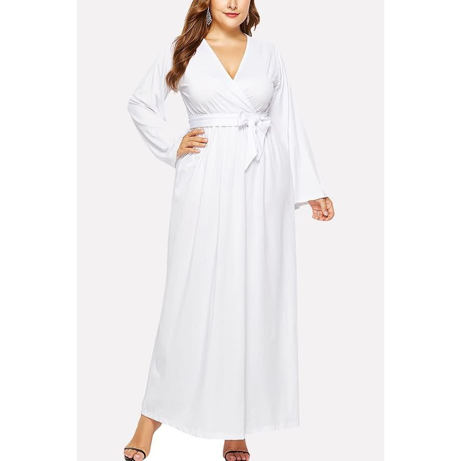 plus size dresses white long