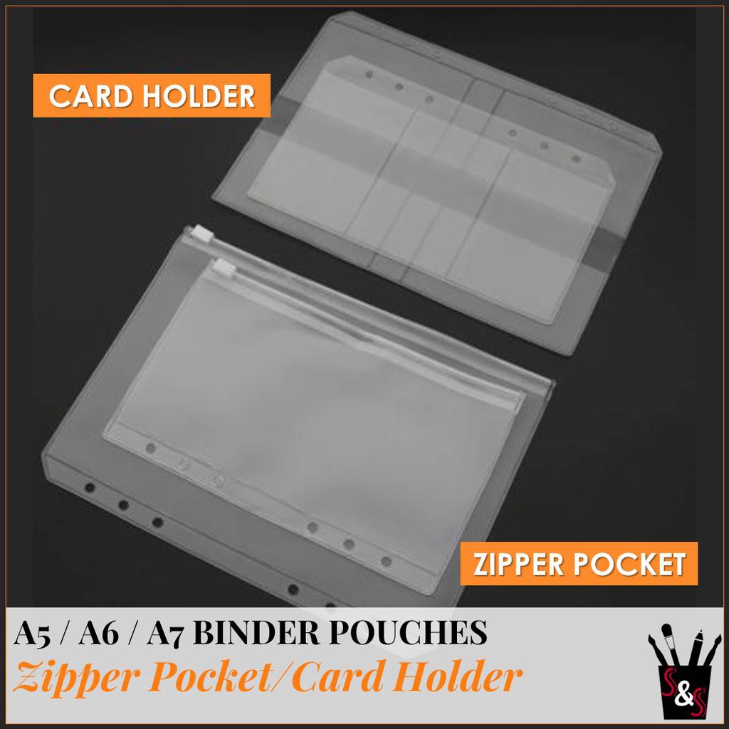 Zipper Pocket Sleeves and Card Holder Organizer For A6 / A5 / A7