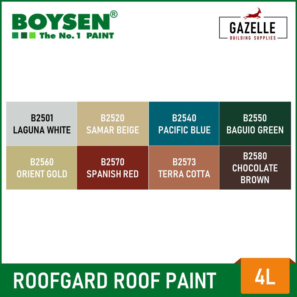 Boysen Roofgard Roof Paint - 4L (8 colors) | Shopee Philippines