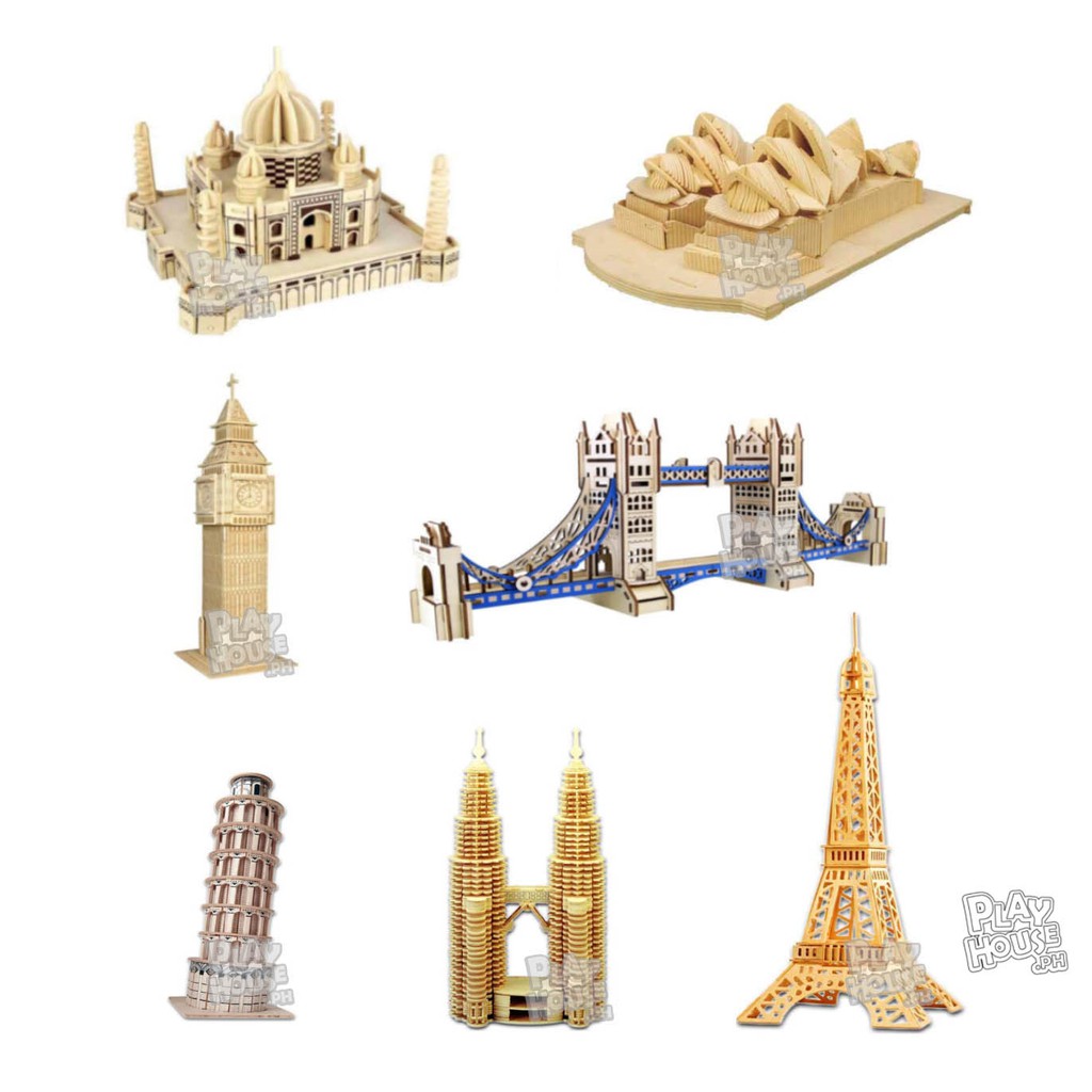 3D Wooden Puzzle Puzzles Landmarks of the World DIY Wood Craft