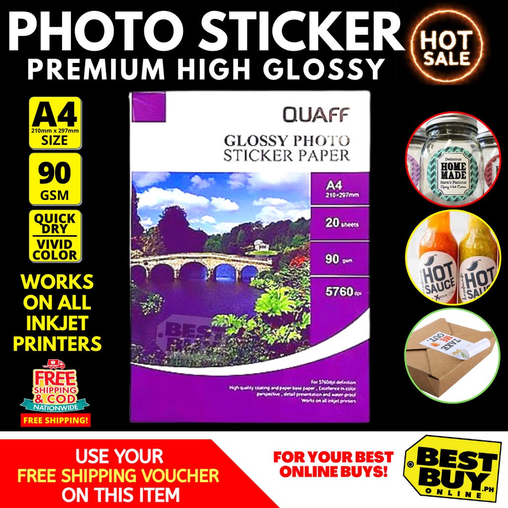 Quaff Glossy Photo Sticker Paper 90gsm A4 Size Shopee Philippines