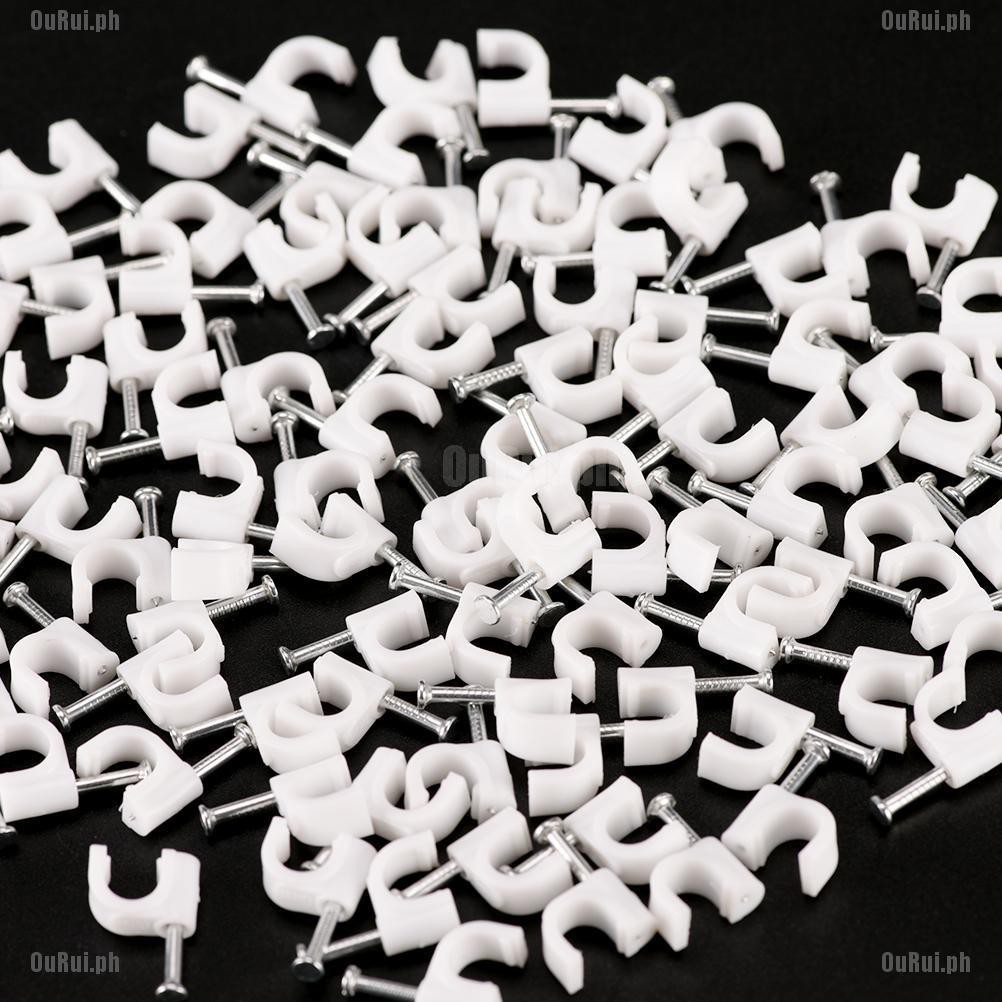 HS 100pcs New RG59 Coax Cat5 Cat6 Cable Wire Clips Nail Clamps Straps