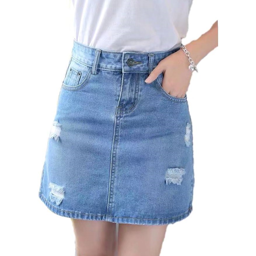 denim tattered skirt