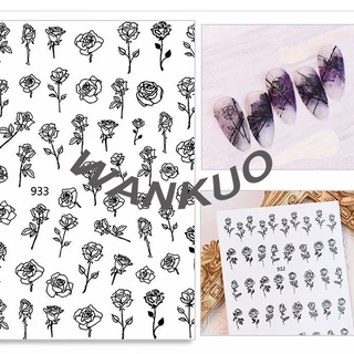 【WANKUO】Women Nail Art Leopard Print Butterfly Nail Decoration Small Pattern 3D Paste Waterproof Web Celebrity Rose Stickers Ladies Nail Accessories