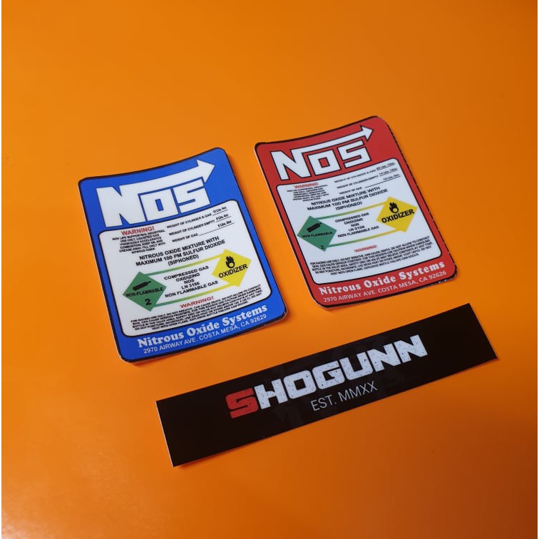 DIE CUT JDM NOS NITROUS OXIDE BOTTLE LABEL Laminated Vinyl Sticker