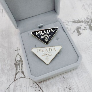 Prada inverted triangle metal brooch for women/brooches for man