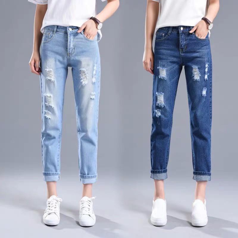 loose tattered jeans