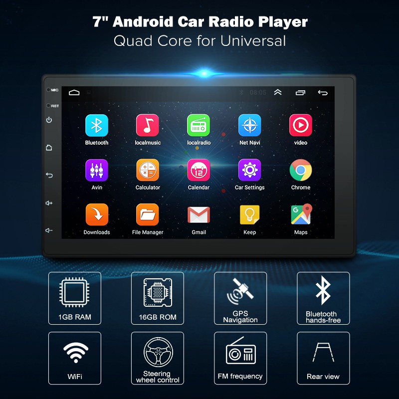 Cod 7 Android8 1 2 Din Car Dvd Radio Player Gps Universal Shopee Philippines