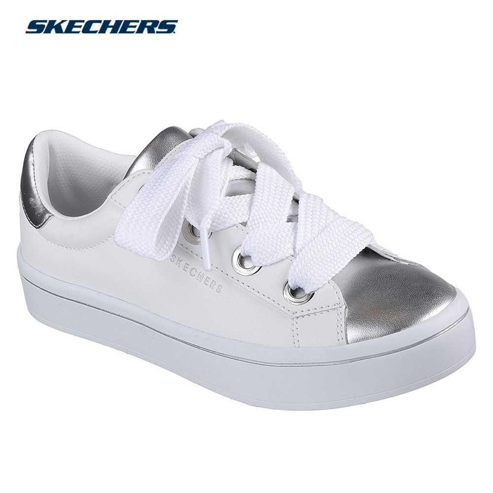 skechers white and silver sneakers