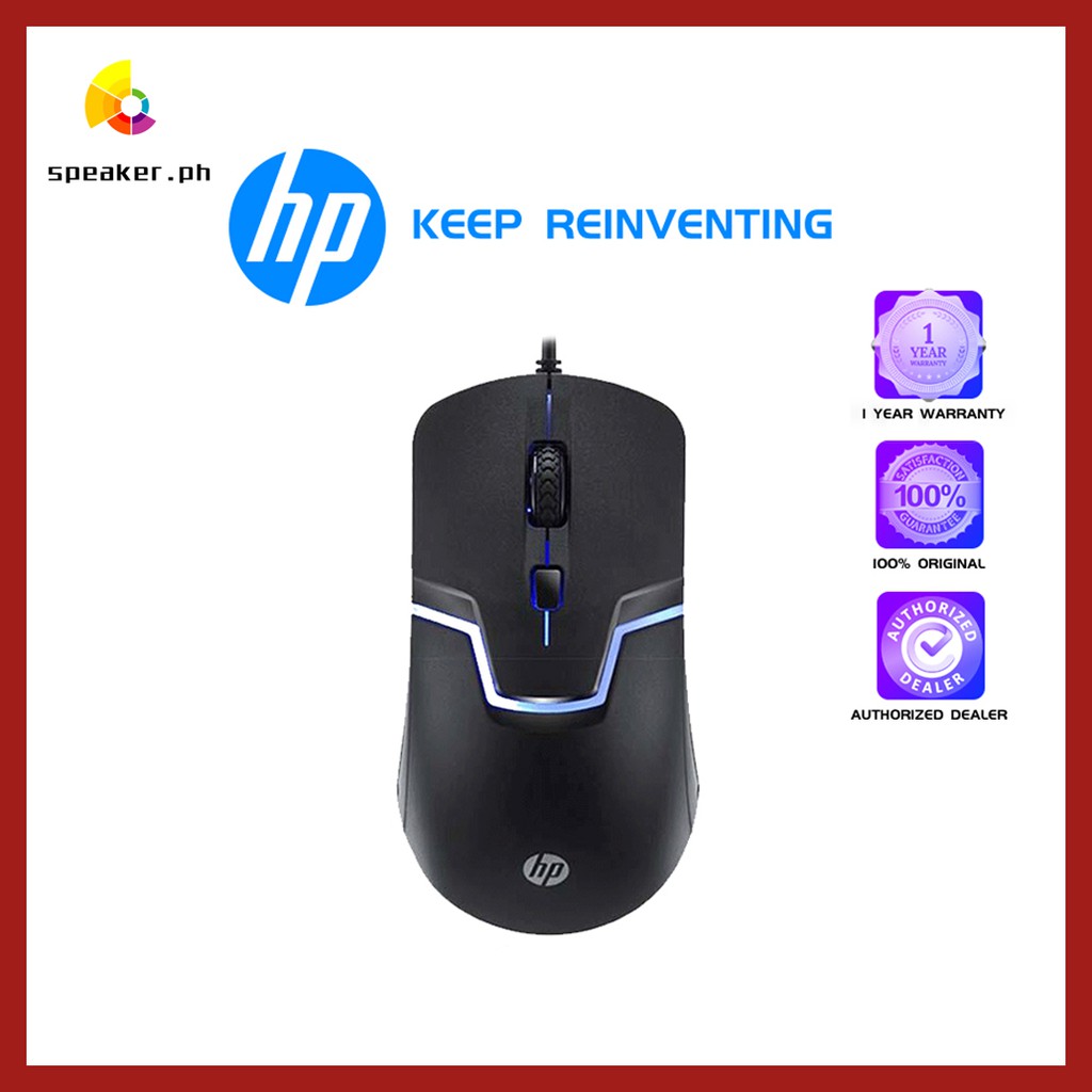 HP M100 Optical Wired USB High Speed Gaming Mouse With LED Light Mice Adjustable DPI Shopee