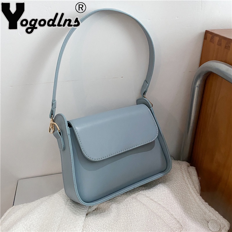 Yogodlns Summer Solid Color Women's Shoulder Bag Fashion PU Leather ...