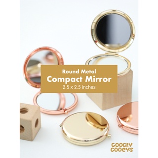 Round Foldable Metal Compact Mirror | Perfect for Wedding Birthday Souvenirs Gold Rose Gold