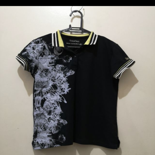 black floral polo shirt