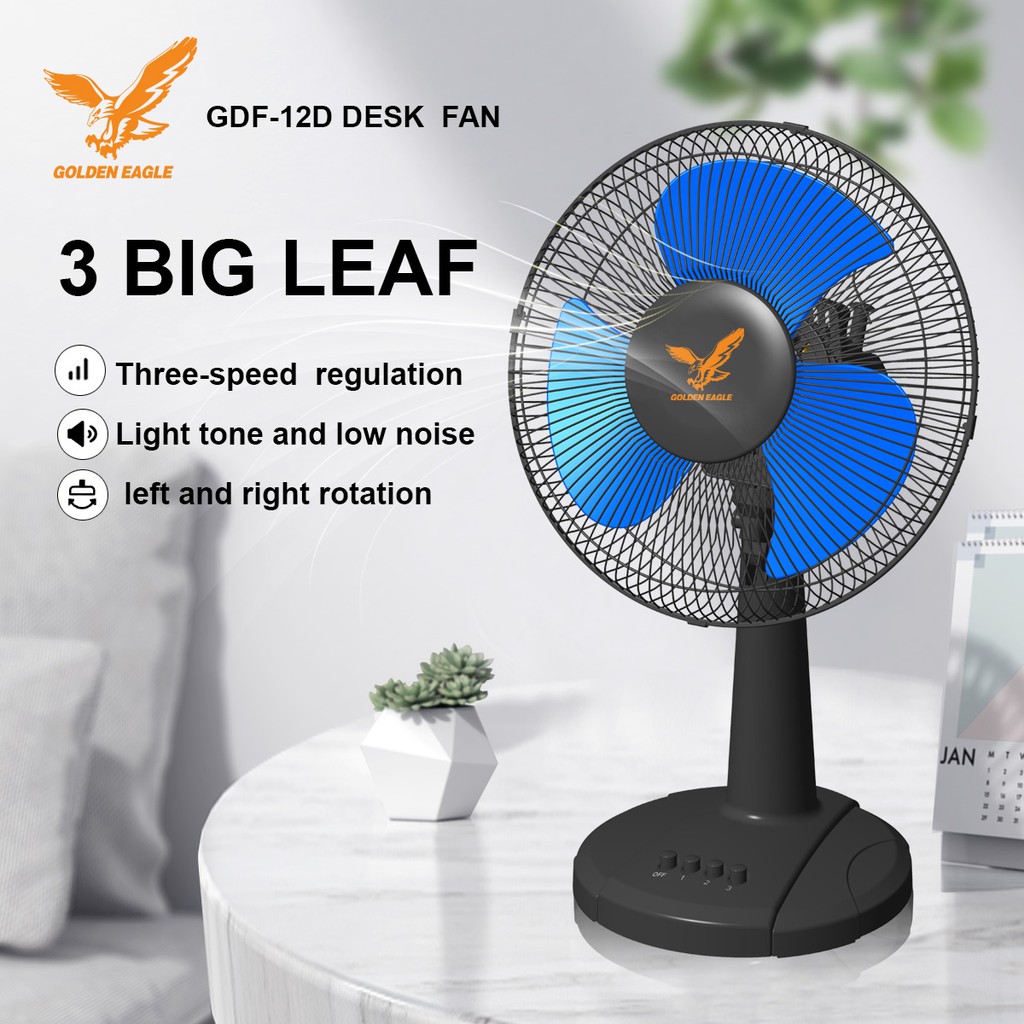 UNIMALL 12inch GOLDEN EAGLE Electric Desk Fan 3-High Performance Speed ...