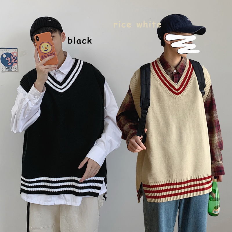 【3 color】Youth Popular Student Color Matching Vest for Men Korean ...