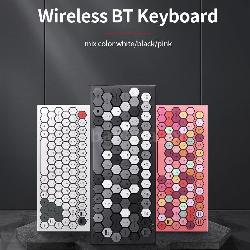Mofii Phoneix Wireless Bluetooth Rechargeable Keyboard with Hexagon Keycaps Mini Gaming Keyboard