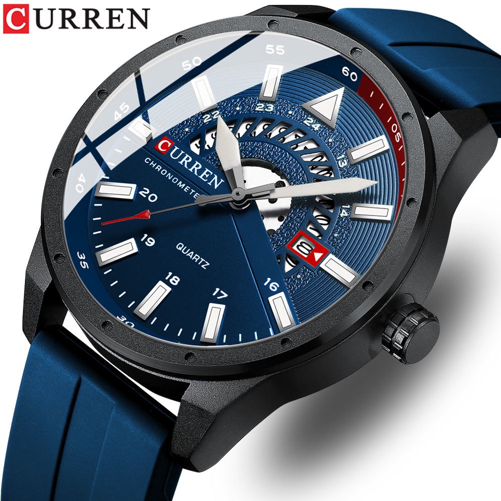 CURREN Men's Watches Original Brand Fashion Casual Business Sports Rubber Quartz Waterproof 8421 XC
