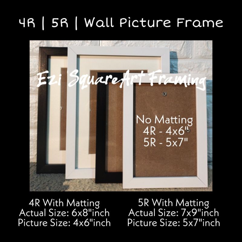 Minimalist Wall Picture Frame 4R | 5R | With 1" Inch Matting And ...