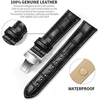 16 18 19 20 21 22mm Genuine Leather Watch Band Calfskin Replacement Strap Stainless Steel Buckle Bracelet Wristband Men Women #8