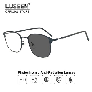 LUSEEN Photochromic Anti Radiation Eyeglass Metal Computer Glasses Anti Blue Light Eyeglasses For Woman Man